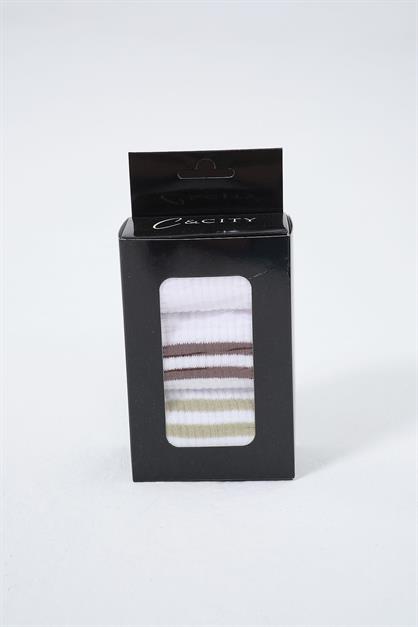 Mens Striped Short 3-Pair Sock Set
