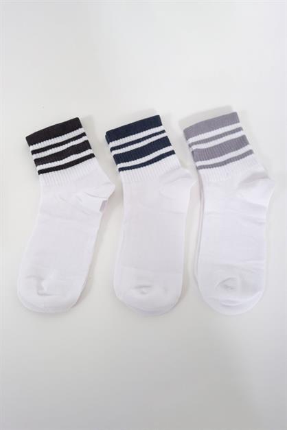 Mens Striped Short 3-Pair Sock Set
