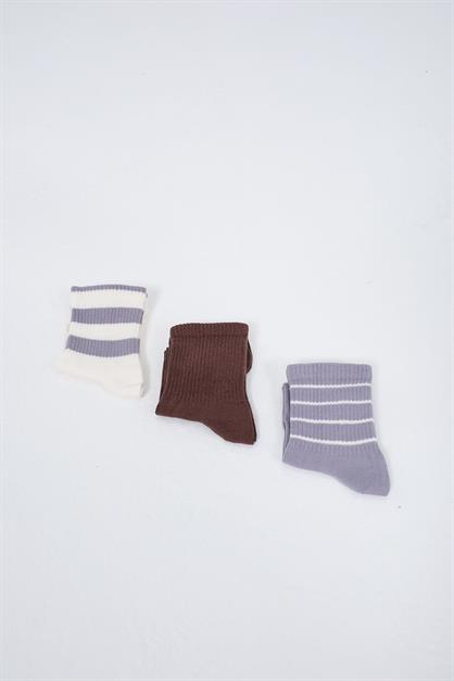 Mens Striped Short 3-Pair Sock Set