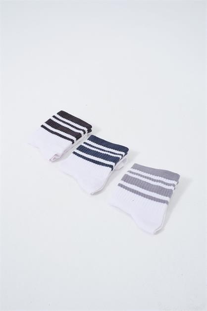 Mens Striped Short 3-Pair Sock Set