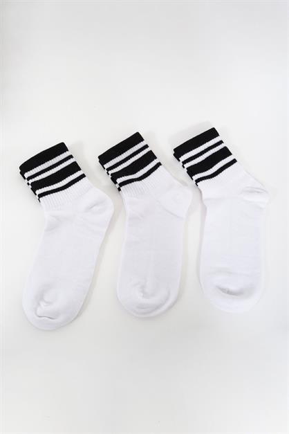 Mens Striped Short 3-Pair Sock Set