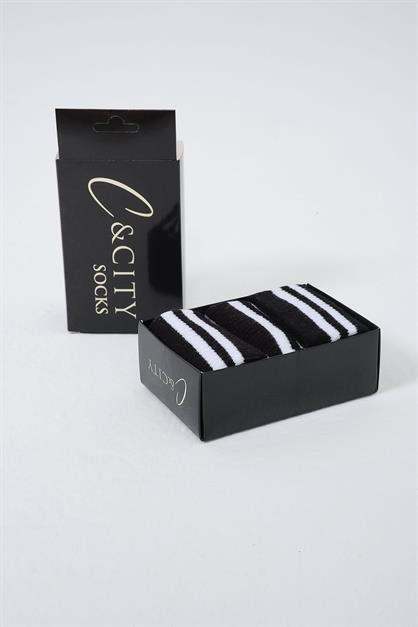 Mens Striped Short 3-Pair Sock Set