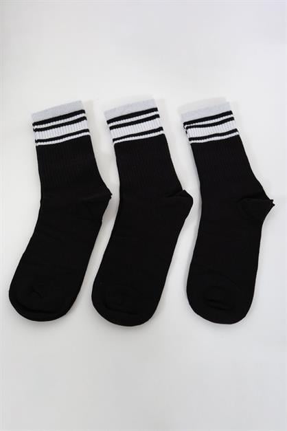 Mens Striped Long 3-Pair Sock Set