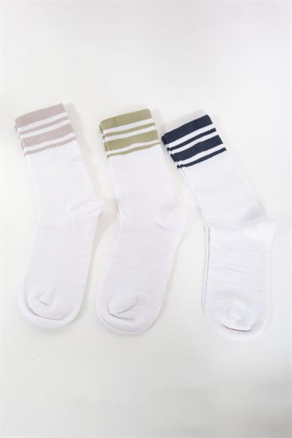 Mens Striped Long 3-Pair Sock Set