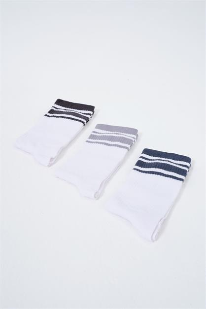 Mens Striped Long 3-Pair Sock Set