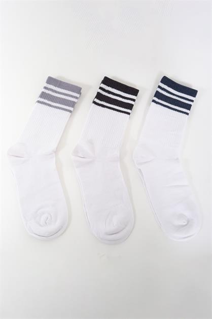 Mens Striped Long 3-Pair Sock Set