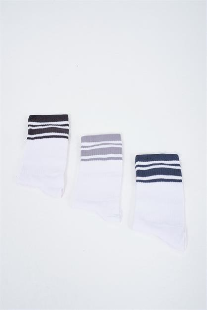 Mens Striped Long 3-Pair Sock Set