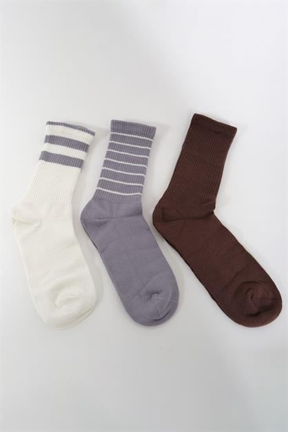 Mens Striped Long 3-Pair Sock Set
