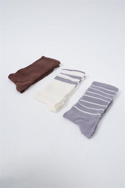 Mens Striped Long 3-Pair Sock Set