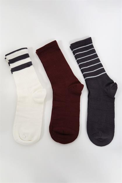 Mens Striped Long 3-Pair Sock Set