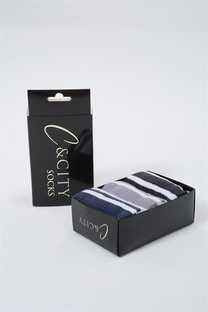 Mens Striped Long 3-Pair Sock Set