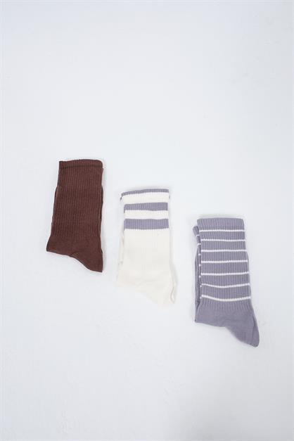Mens Striped Long 3-Pair Sock Set