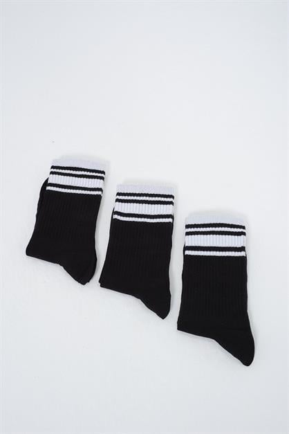 Mens Striped Long 3-Pair Sock Set