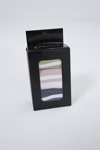 Mens Striped Long 3-Pair Sock Set