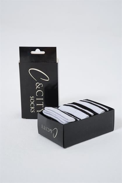 Mens Striped Long 3-Pair Sock Set