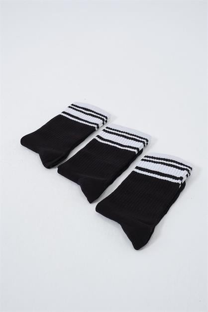 Mens Striped Long 3-Pair Sock Set