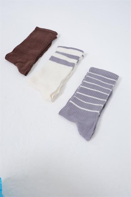 Mens Striped Long 3-Pair Sock Set