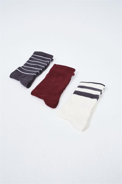 Mens Striped Long 3-Pair Sock Set