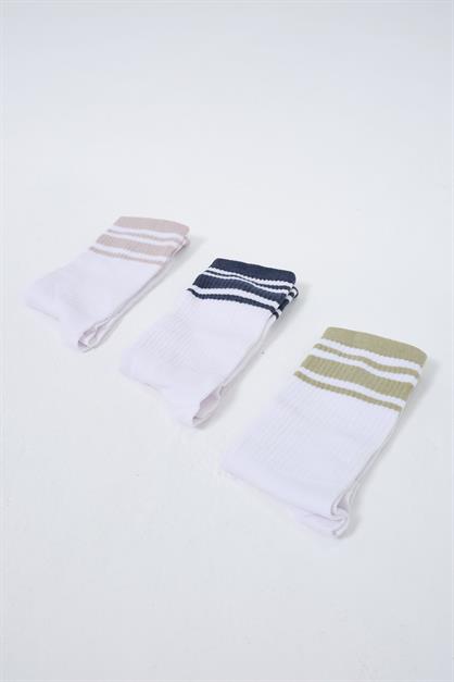 Mens Striped Long 3-Pair Sock Set