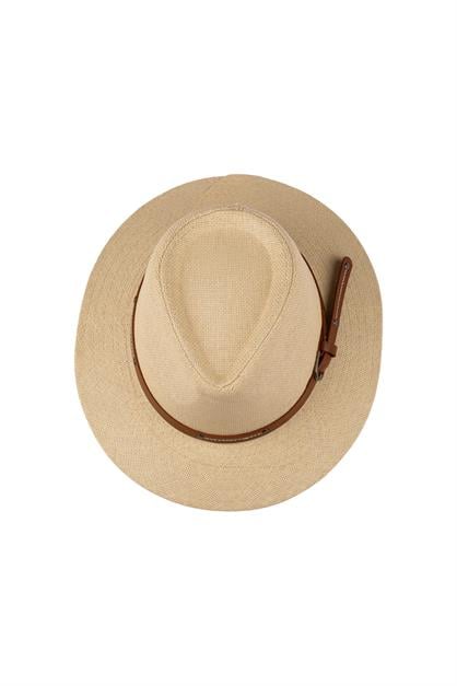 Men Wide Brim Straw Hat With Belt Detail Y25750-04