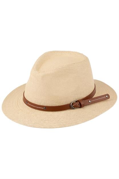 Men Wide Brim Straw Hat With Belt Detail Y25750-04