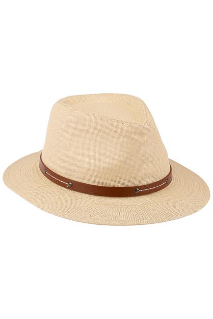 Men Wide Brim Straw Hat With Belt Detail Y25750-04