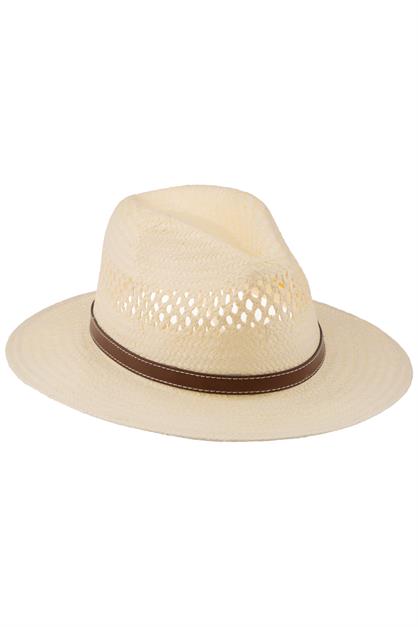 Men Wide Brim Straw Hat With Belt Detail Y25750-06