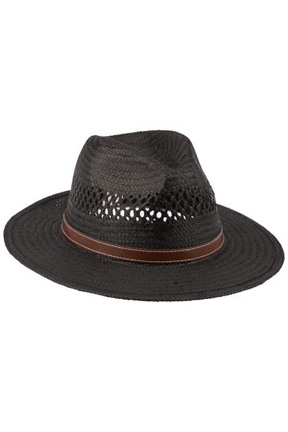Men Wide Brim Straw Hat With Belt Detail Y25750-06