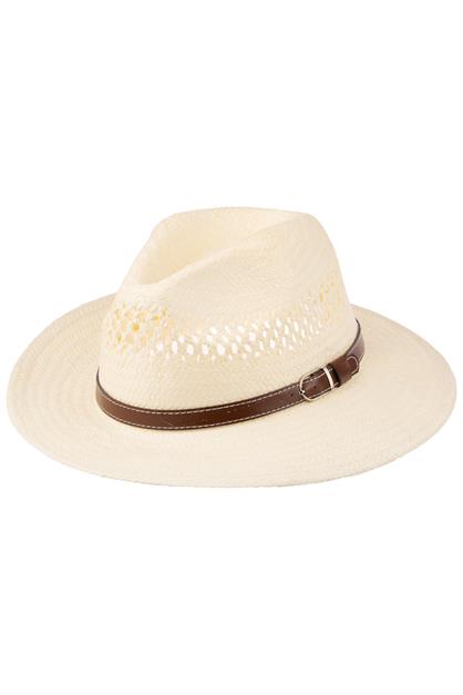 Men Wide Brim Straw Hat With Belt Detail Y25750-06