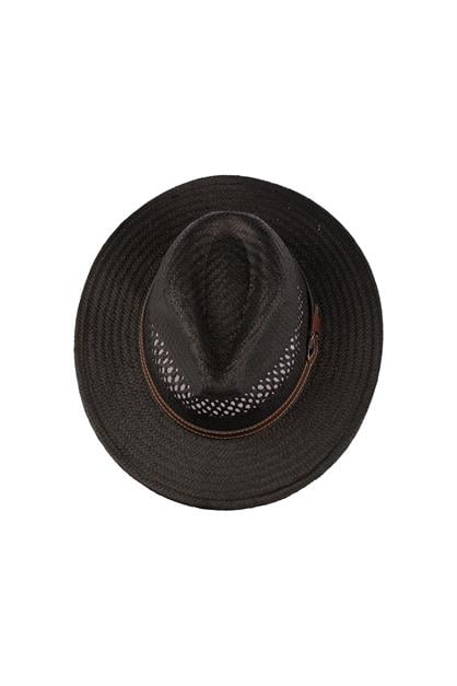 Men Wide Brim Straw Hat With Belt Detail Y25750-06