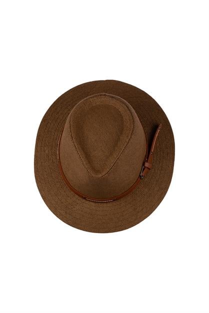 Men Wide Brim Straw Hat With Belt Detail Y25750-04