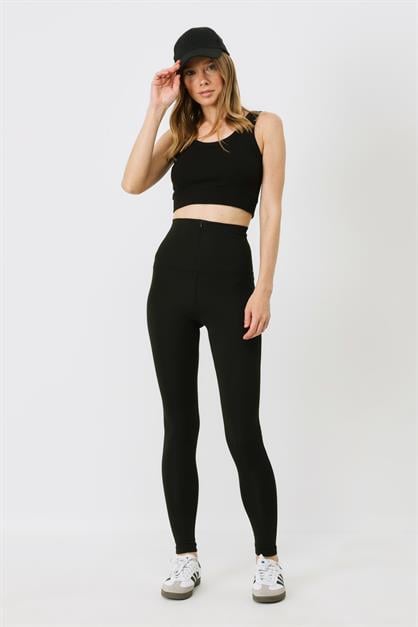 Zippered High Waist Long Sport Leggings 9415
