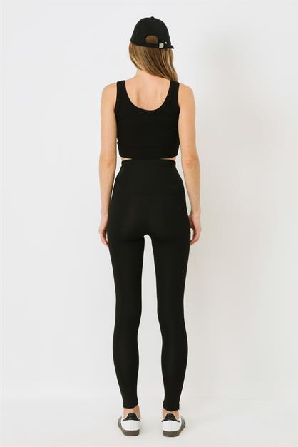 Zippered High Waist Long Sport Leggings 9415