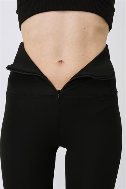 Zippered High Waist Long Sport Leggings 9415