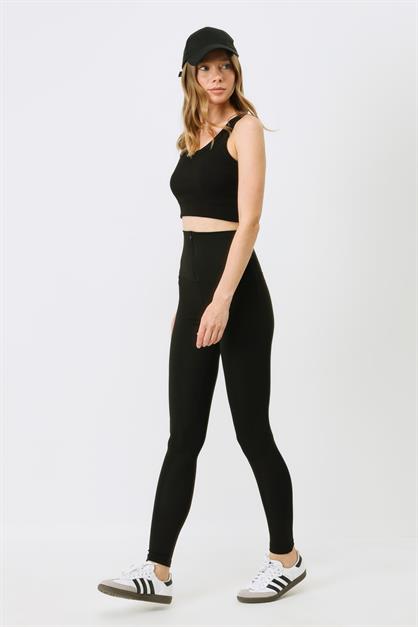 Zippered High Waist Long Sport Leggings 9415