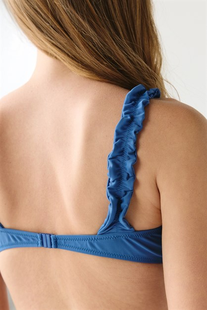 Fırfır Askılı Bikini Takım 2527 Mavi