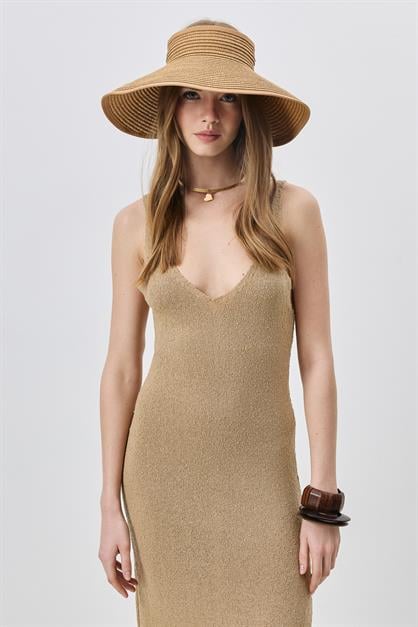 Bow Detailed Straw Visor Hat Y8207
