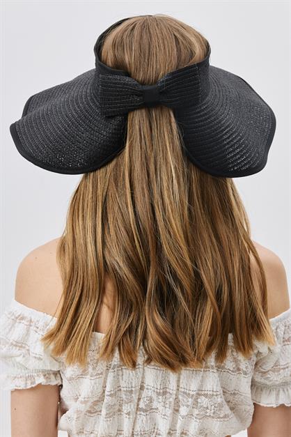 Bow Detailed Straw Visor Hat Y8207