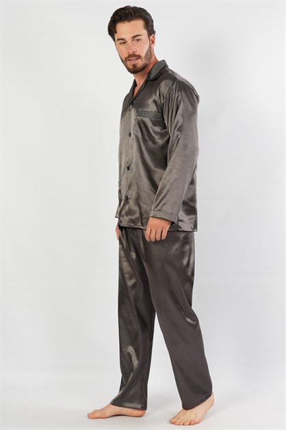 Gazzaz Erkek Saten Pijama Takımı 1605770000-1609480000 Füme