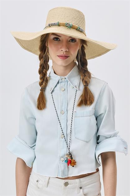 Wide Brim Straw Beach Hat Y25730-14