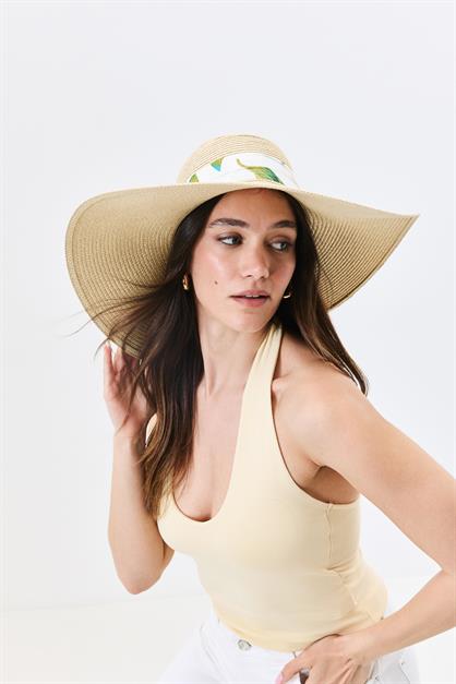 Wide Brim Straw Beach Hat Y25730-11