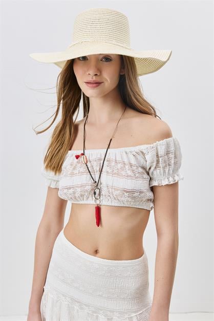 Wide Brim Straw Beach Hat Y25730-05