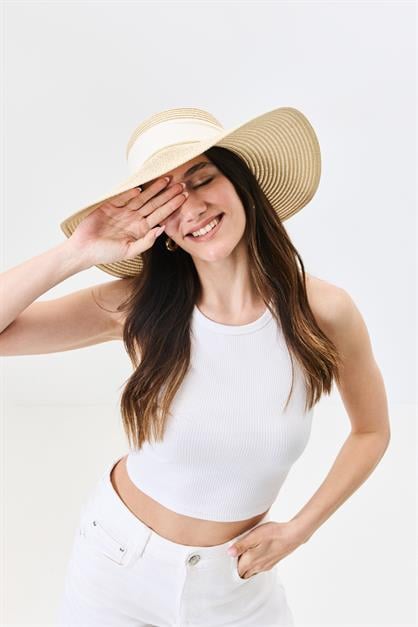 Wide Brim Straw Beach Hat Y25730-10