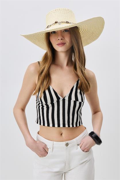 Wide Brim Straw Beach Hat Y25730-15