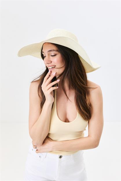 Wide Brim Straw Beach Hat Y25730-08