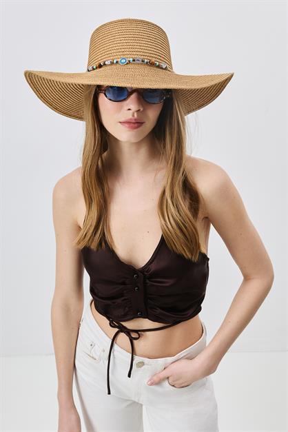 Wide Brim Straw Beach Hat Y25730-13