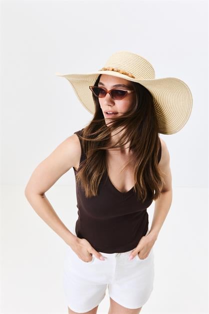 Wide Brim Straw Beach Hat Y25730-12