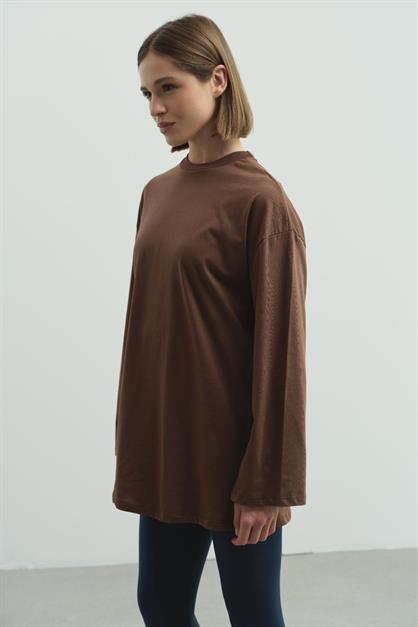 Geniş Kol Oversize 2li Paket T-Shirt 964 Kahve/Ekru