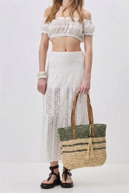 Hasır Omuz Çantası Y9206 Yeşil