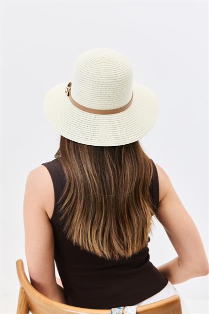 Straw Beach Hat Y25730-18 Krem